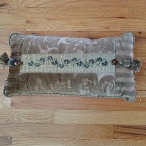 Sweet Dreams vintage velvet paisley ivy applique gold trim tassel decor pillow
